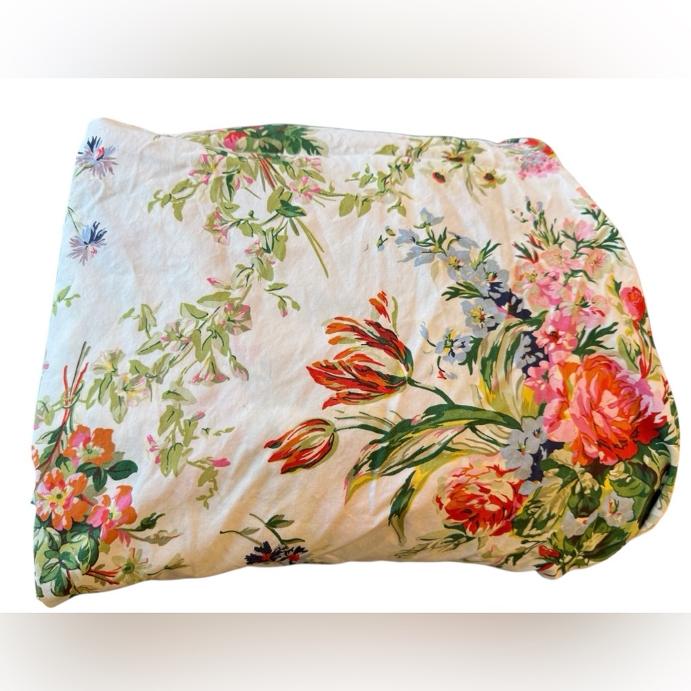 VTG LAUREN RALPH LAUREN BELLE HARBOR FLORAL TWIN FITTED SHEET white NWOB